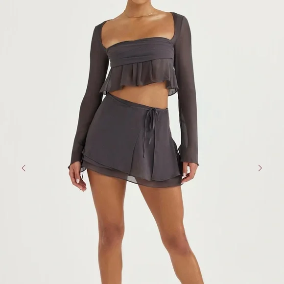 House of CB ATHENA Shadow Long Sleeve Floaty Top - Picture 2 of 5